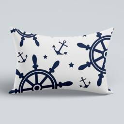 Marina Rectangular Nautical Striped Boudoir Pillow Case/Coastal Anchor Cushion Cover/Beach House Decor/Navy Blue - thumbnail 2