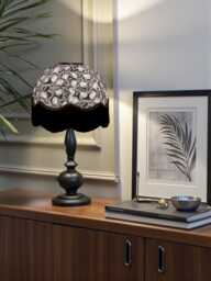 Traditional Bird Feather Print Lampshade With Black Fringe, British Made - Animal Fabric Lamp Shades - thumbnail 1