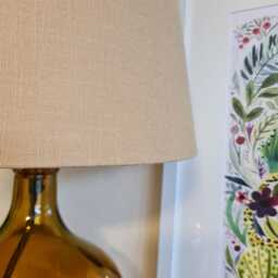 Putty Beige Extra Tall Cone Lampshade in Linen, Conical Fat Lamp Shade - thumbnail 3