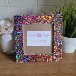 Colourful Puzzle Piece Glitter Square Photo Frame 5 X Inches - thumbnail 1