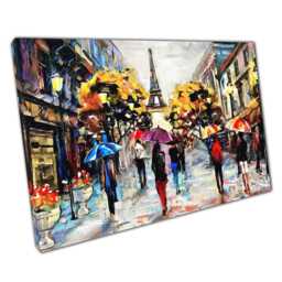 Parisian Street Scene Oil Painting Canvas Wall Art Print Of Eiffel Tower Home Office D??cor - thumbnail 1