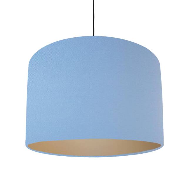 Light Blue Lampshade in Cotton With Champagne Lining, Large Plain Ceiling Lightshade - image 1