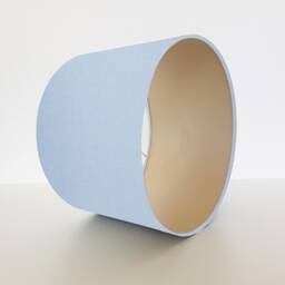 Light Blue Lampshade in Cotton With Champagne Lining, Large Plain Ceiling Lightshade - thumbnail 2
