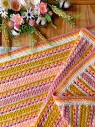 Free UK Shipping Handmade Crochet Baby Blanket, Cot Blaneket, Lap Handmade Blanket - thumbnail 1