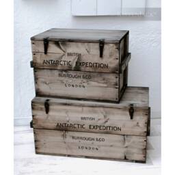 "Wooden Crate, Cargo Chest, Table, Storage Box ""Antarctic" - thumbnail 2
