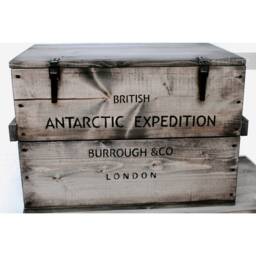 "Wooden Crate, Cargo Chest, Table, Storage Box ""Antarctic" - thumbnail 3