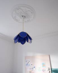 Double Flower Pendant Light - Royal Blue & Gold