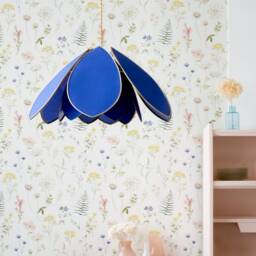 Double Flower Pendant Light - Royal Blue & Gold - thumbnail 3