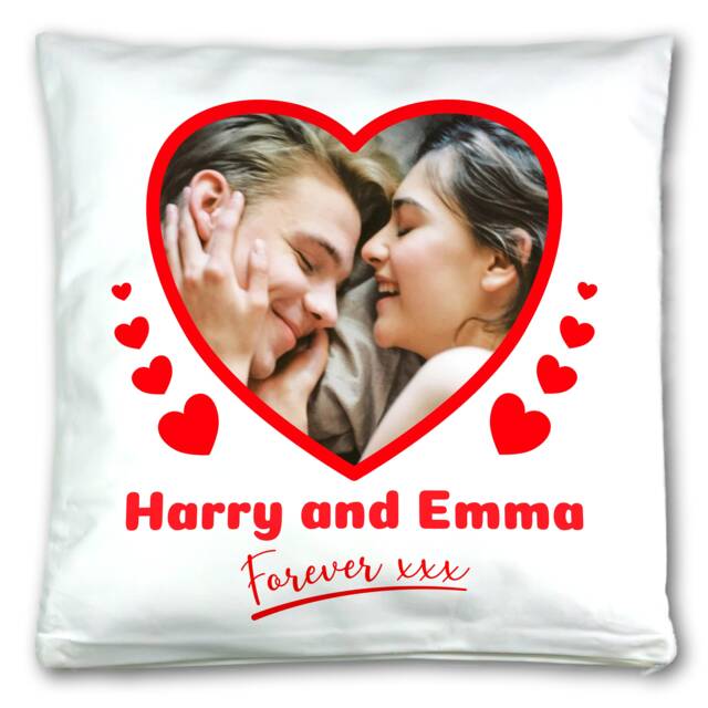 Personalised Any Photo & Names Heart Valentine's Day Cushion Cover Gift Couple Other Half Fianc??e Fianc?? Lover Husband Wife Partner Custom