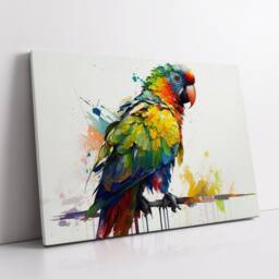 Beautiful Parrot Animal Abstract Queen Oil Painting Splatter Style Wall Art Framed Canvas Poster Print Home Office Room Decor Gifts - thumbnail 2