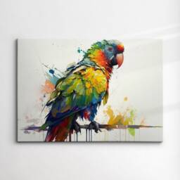 Beautiful Parrot Animal Abstract Queen Oil Painting Splatter Style Wall Art Framed Canvas Poster Print Home Office Room Decor Gifts - thumbnail 3