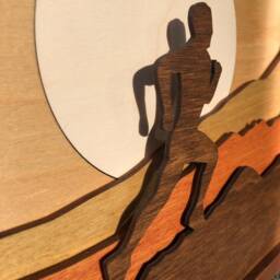 Handmade Wood Art Runner Scene - Mountain Landscape Decor, Motivational Gift, Persistence Wall - thumbnail 4