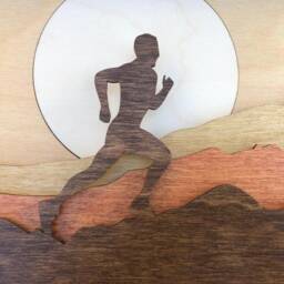 Handmade Wood Art Runner Scene - Mountain Landscape Decor, Motivational Gift, Persistence Wall - thumbnail 2