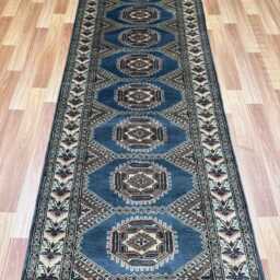 2.6x9 Gray Color Bokhara Rug - 0.80x2.50 cm Hallway Stairs Bukhara Runner Woolen Afghan - thumbnail 3