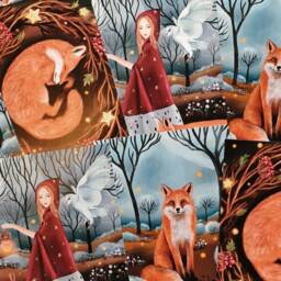 A4 A5 Sleeping Fox Art Print - Fantasy Art Poster Enchanted Night Woodlands Forest Fox Painting - Cute - thumbnail 2