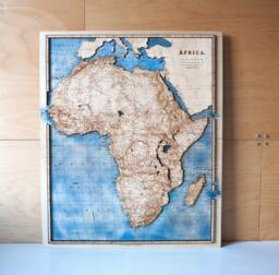 Africa Wooden Map/1900 Year Vintage Engraving Wall Art