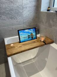 Wyedale Bath Board - Caddy Bathtray Rustic Home Bathroom Decor Bespoke Tray Tea Lights Ideas Ipad Bathroom - thumbnail 1