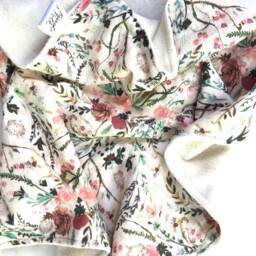 Floral Organic Muslin Baby Lovey Handmade Fleece Blanket - thumbnail 3