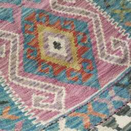 Kilim Rug Multicolour, Handmade Artisan Afghan Turkish Persian Rug, Navajo Moroccan Bohemian Flatweave, Natural Wool Dhurrie 130x79 cm - thumbnail 4