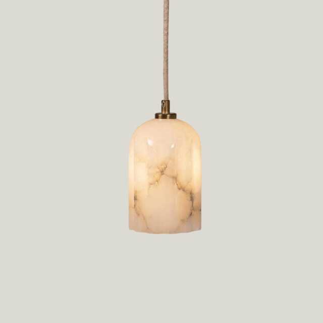Urania - Alabaster Pendant Lamp With Brass Or Nickel Top, Art Deco Hanging - image 1