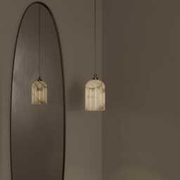 Urania - Alabaster Pendant Lamp With Brass Or Nickel Top, Art Deco Hanging - thumbnail 3