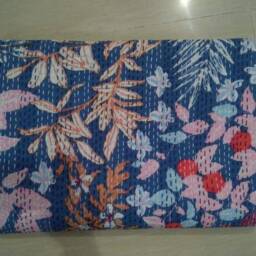 Indian Kantha Quilt Bedspread Blanket Coverlet Perfect Bed Matching Bedding Bedcover Queen Size 90x108 - thumbnail 3