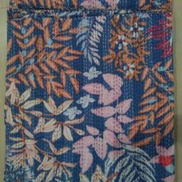 Indian Kantha Quilt Bedspread Blanket Coverlet Perfect Bed Matching Bedding Bedcover Queen Size 90x108 - thumbnail 4