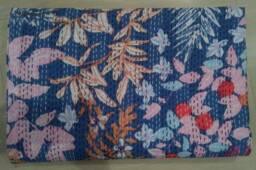 Indian Kantha Quilt Bedspread Blanket Coverlet Perfect Bed Matching Bedding Bedcover Queen Size 90x108 - thumbnail 1