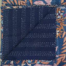 Indian Kantha Quilt Bedspread Blanket Coverlet Perfect Bed Matching Bedding Bedcover Queen Size 90x108 - thumbnail 2