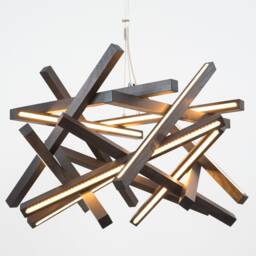 Wooden Chandelier Lighting, Torus, Modern Lamp With Spherical Shape For Industrial & Modern Dining Room Above Table Lights - thumbnail 2