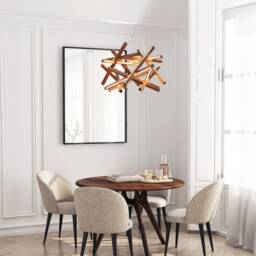 Wooden Chandelier Lighting, Torus, Modern Lamp With Spherical Shape For Industrial & Modern Dining Room Above Table Lights