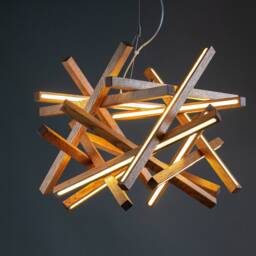 Wooden Chandelier Lighting, Torus, Modern Lamp With Spherical Shape For Industrial & Modern Dining Room Above Table Lights - thumbnail 3