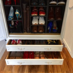 Carved French Oak Shoe Storage - Shabby Chic, Painted White - thumbnail 2