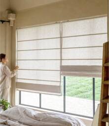 40 Colors , 100% Linen Custom Roman Shades With Chain Mechanism, Flat Shade Window Treatment, Blinds