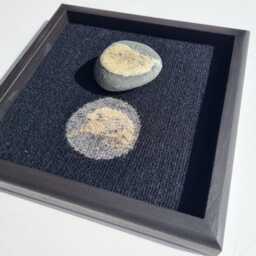Woven Beach Stone Tapestry in Frame Black Sea Wall Art, Rock Reflection - thumbnail 4