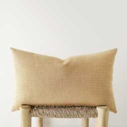 Amber Yellow Lumbar Pillow Cover - Textured Decorative Cushion