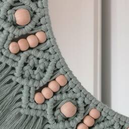 Green Beaded Mirror - Nursery Wall Decor Housewarming & Mother's Day Gift Living Room Boho Express Shipping - thumbnail 2