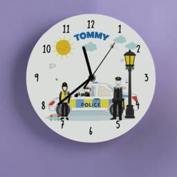 Police Themed Personalised Bedroom Wall Clock - Cop Car Officer Sargent Law Enforcement Future Policeman Constable - thumbnail 2