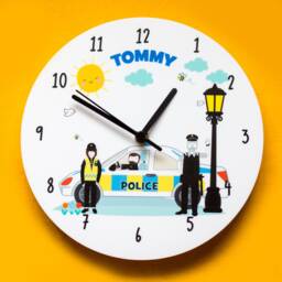 Police Themed Personalised Bedroom Wall Clock - Cop Car Officer Sargent Law Enforcement Future Policeman Constable - thumbnail 1