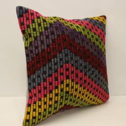 Home Decor Pillow, Bohemian Kilim 20x20 Anatolian Coastal Tribal Nomadic Pillow Cover, 4Ef-435 - thumbnail 2