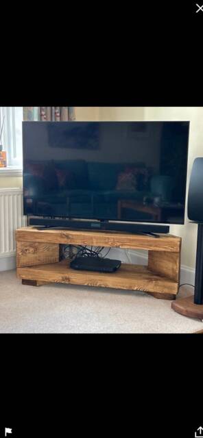 Corner Rustic Tv Unit Extra Chunky Solid Wood Stand/Cabinet Rustic Oak Wax Finish - image 1