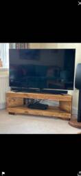 Corner Rustic Tv Unit Extra Chunky Solid Wood Stand/Cabinet Rustic Oak Wax Finish - thumbnail 1