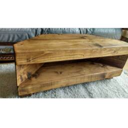 Corner Rustic Tv Unit Extra Chunky Solid Wood Stand/Cabinet Rustic Oak Wax Finish - thumbnail 2