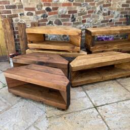 Corner Rustic Tv Unit Extra Chunky Solid Wood Stand/Cabinet Rustic Oak Wax Finish - thumbnail 3