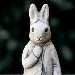 Unique Peter Rabbit Sculpture Concrete Bunny Figurine Stone Animal Statue Cement Wildlife Decoration Handmade Front Door Ornament - thumbnail 3
