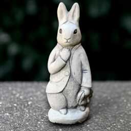 Unique Peter Rabbit Sculpture Concrete Bunny Figurine Stone Animal Statue Cement Wildlife Decoration Handmade Front Door Ornament - thumbnail 4