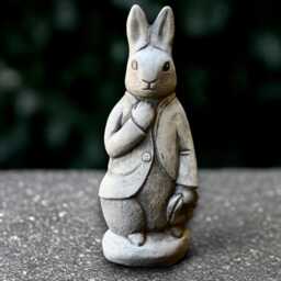 Unique Peter Rabbit Sculpture Concrete Bunny Figurine Stone Animal Statue Cement Wildlife Decoration Handmade Front Door Ornament - thumbnail 2