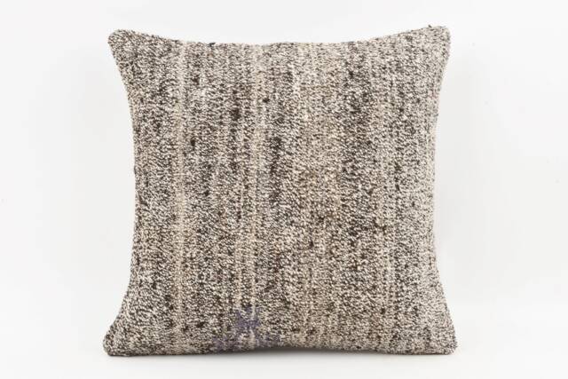 Handmade Turkish Kilim Pillow Embroidered Wool Cushion - 18''x18'' - image 1