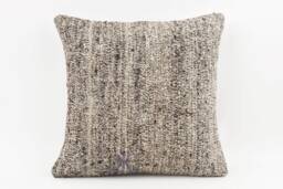 Handmade Turkish Kilim Pillow Embroidered Wool Cushion - 18''x18''