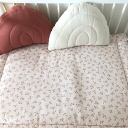 Muslin Baby Play Mat Gots Certified Cotton, Pink Floral - thumbnail 2